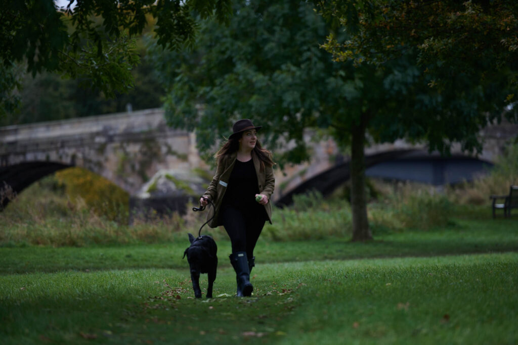 Dog walking in the countryside 